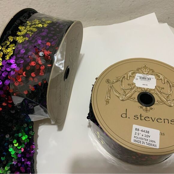 New 2 rolls D. Stevens Sequined Ribbon, 2.5"W x 10 Yards Retail $188 - Picture 10 of 12